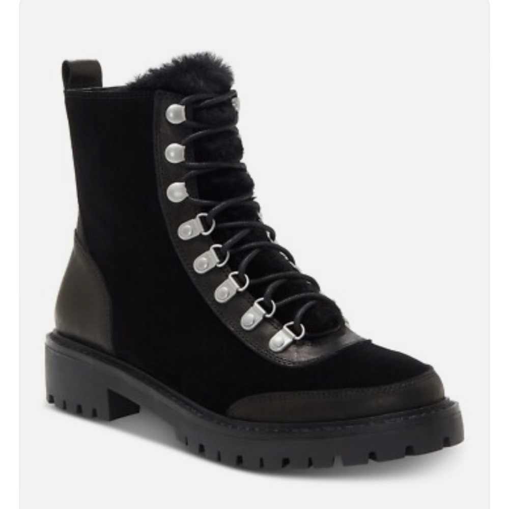 Lucky Brand Black Women's Suede Combat Boots